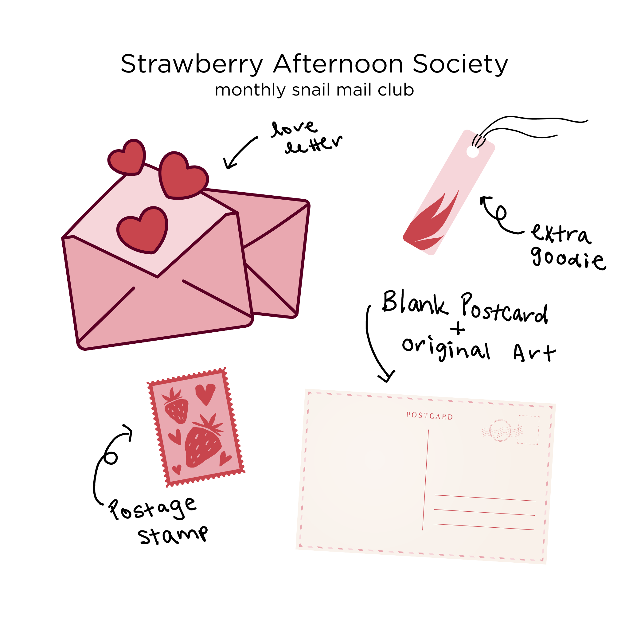 Snail Mail Subscription | Strawberry Afternoon Society Monthly Letter & Art